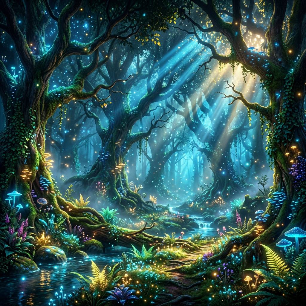 Mystical Sunlit Forest Banner